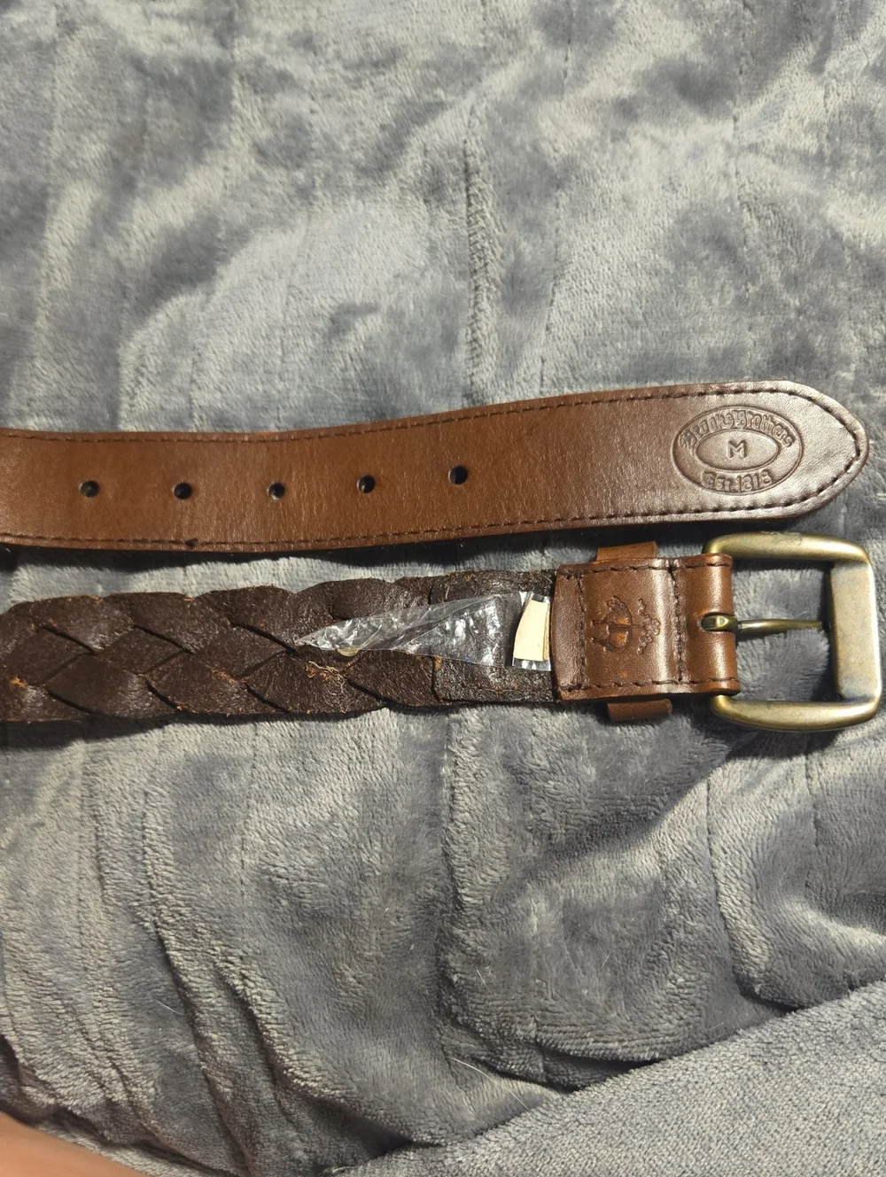 BROOKS BROTHERS-Braided Brown Leather Belt-Size M